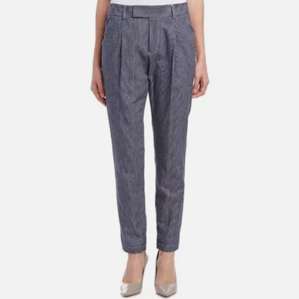 Vince Women's Soft Cotton Stripes Tapered Leg Pants - 4